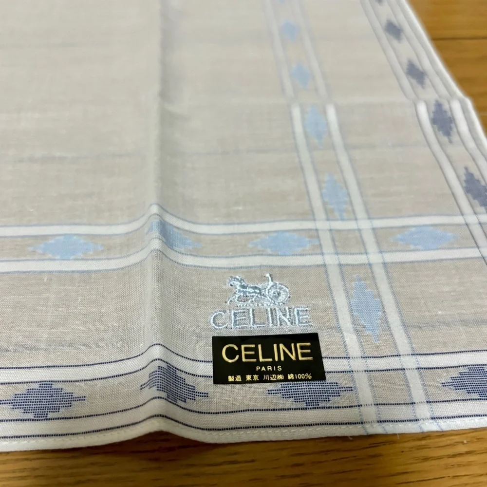 Celine Ivory and Sky Blue Unisex Handkerchief/Bandana 48cm x 47cm